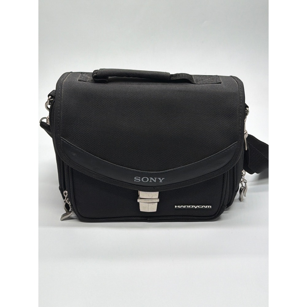 Sony Handycam Camera Bag Black Nylon Padded Shoulder Strap Video Case Messenger
